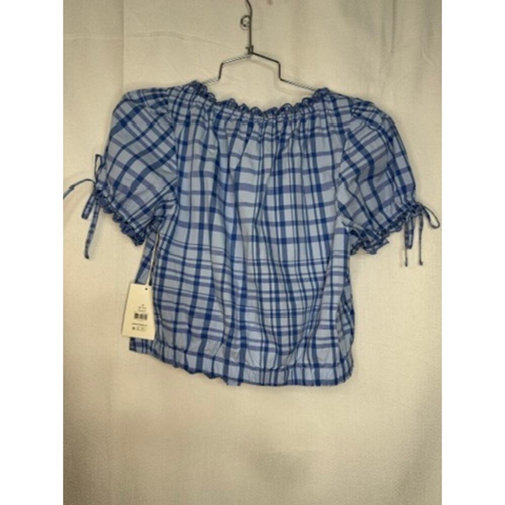 414. Free Assembly Blue Gingham Top & Denim Skirt Set Size 10-12 NWT - Picture 3 of 7